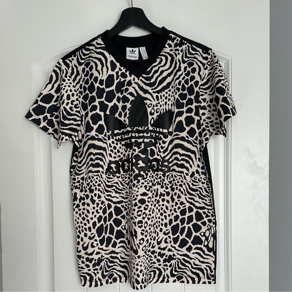 Adidas Black and Cream Graphic Tee